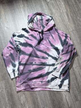 Victoria's Secret PINK Purple and Black Tie Dye Campus Pullover Hoodie Medium